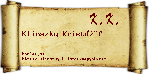 Klinszky Kristóf névjegykártya