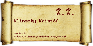 Klinszky Kristóf névjegykártya